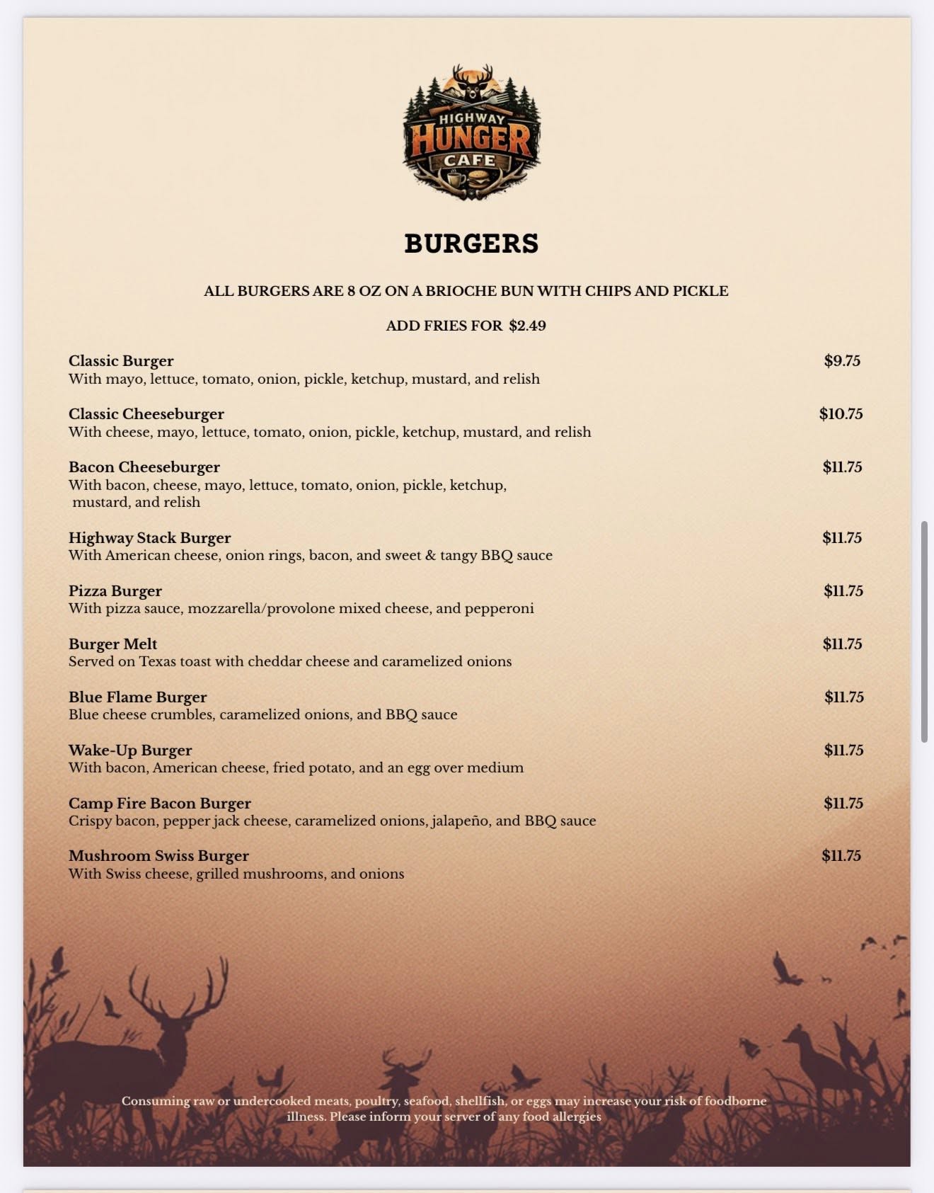 Cafe Menu