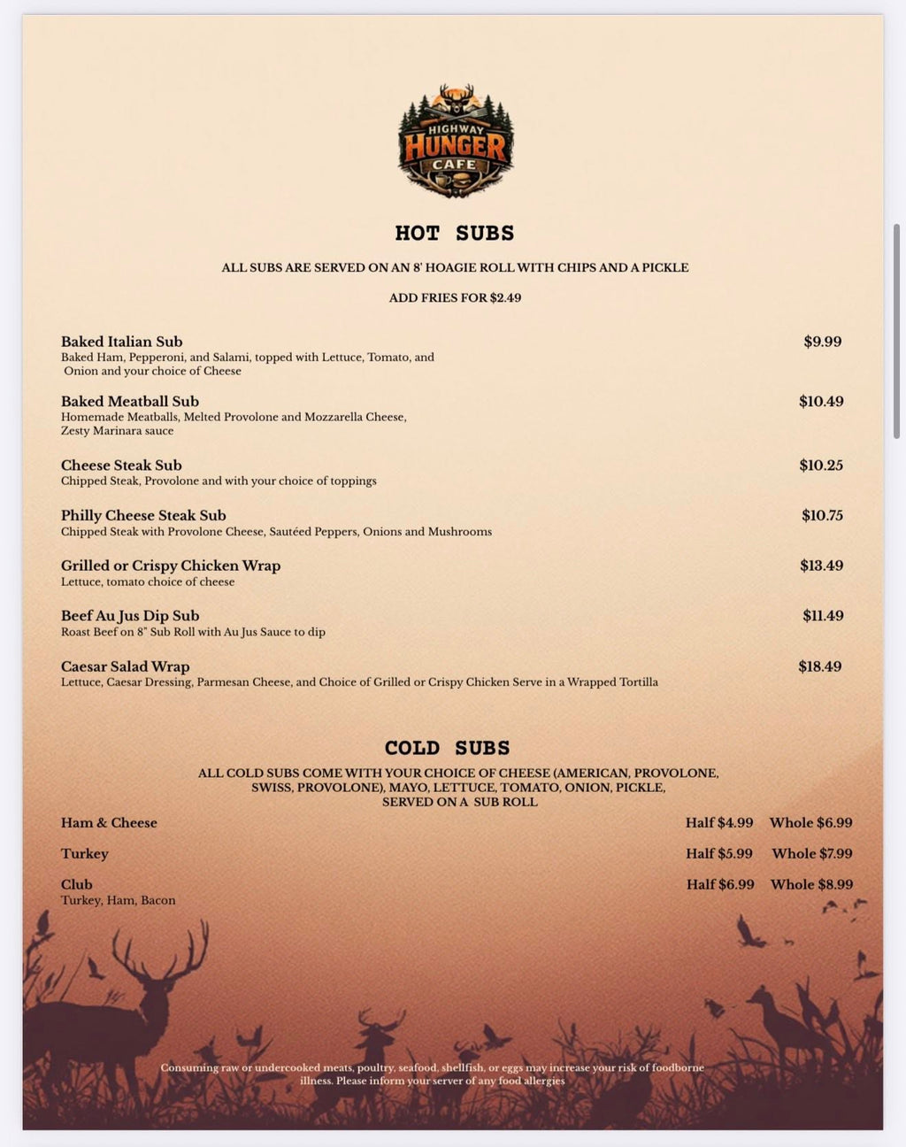 Cafe Menu