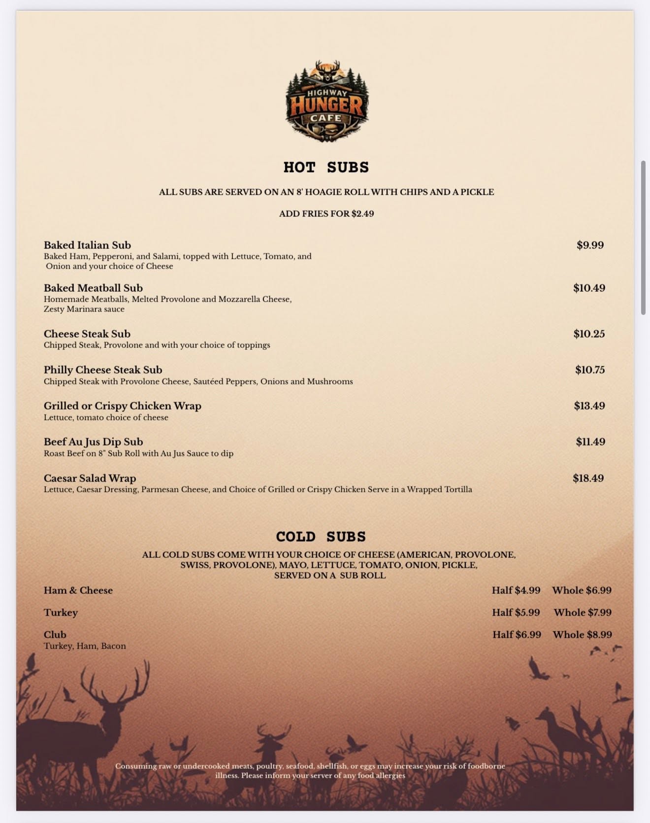 Cafe Menu