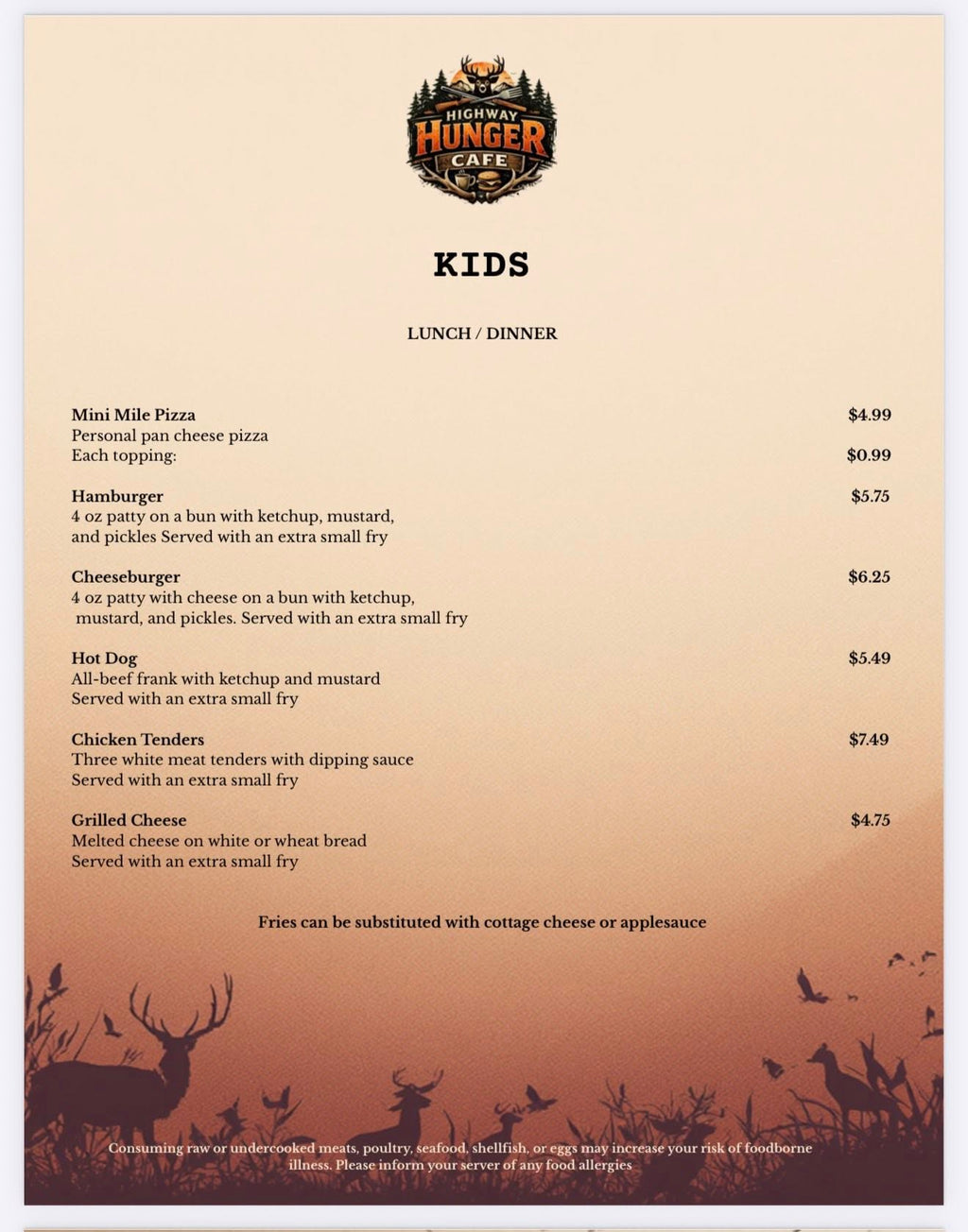 Cafe Menu