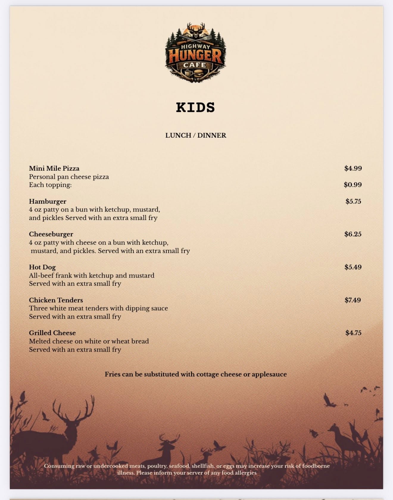 Cafe Menu