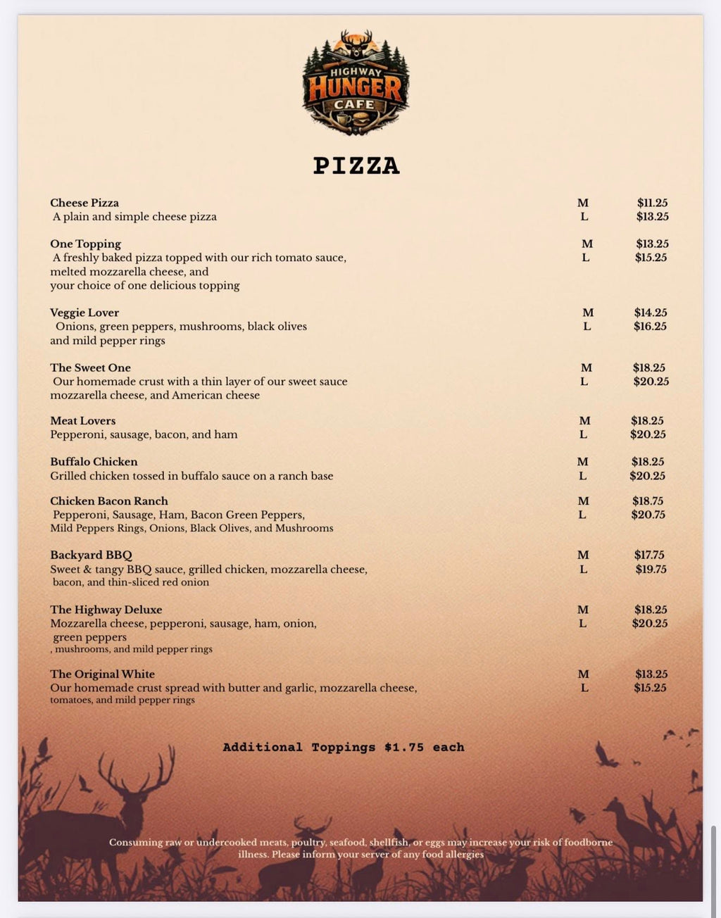 Cafe Menu