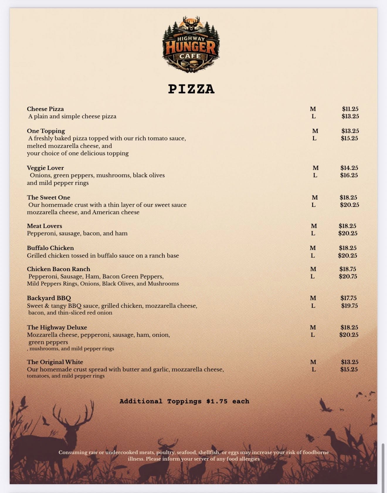 Cafe Menu