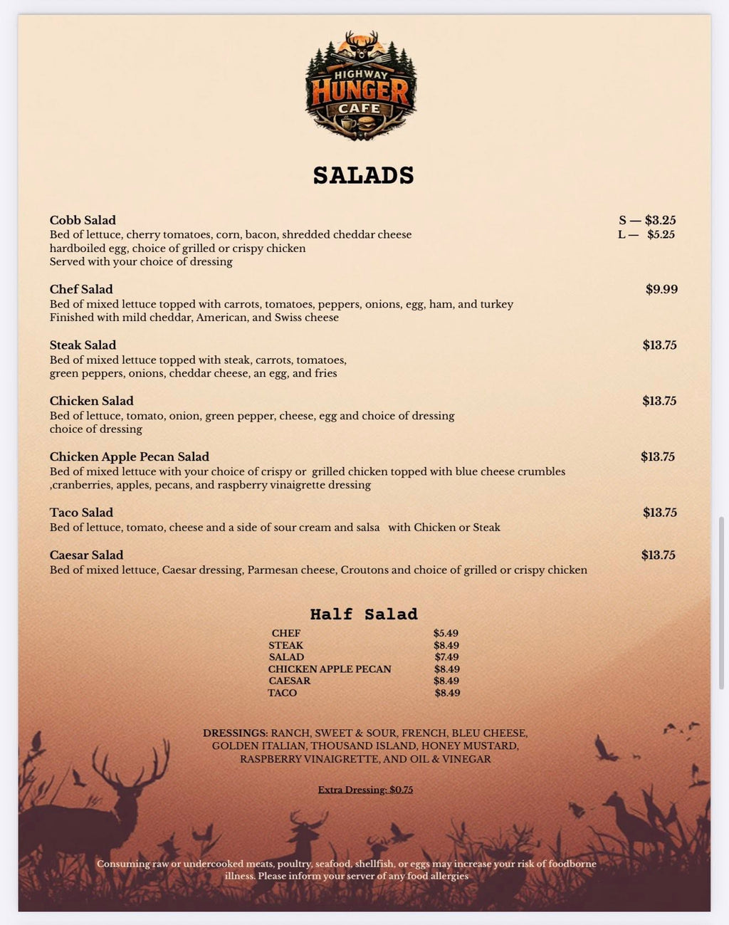 Cafe Menu