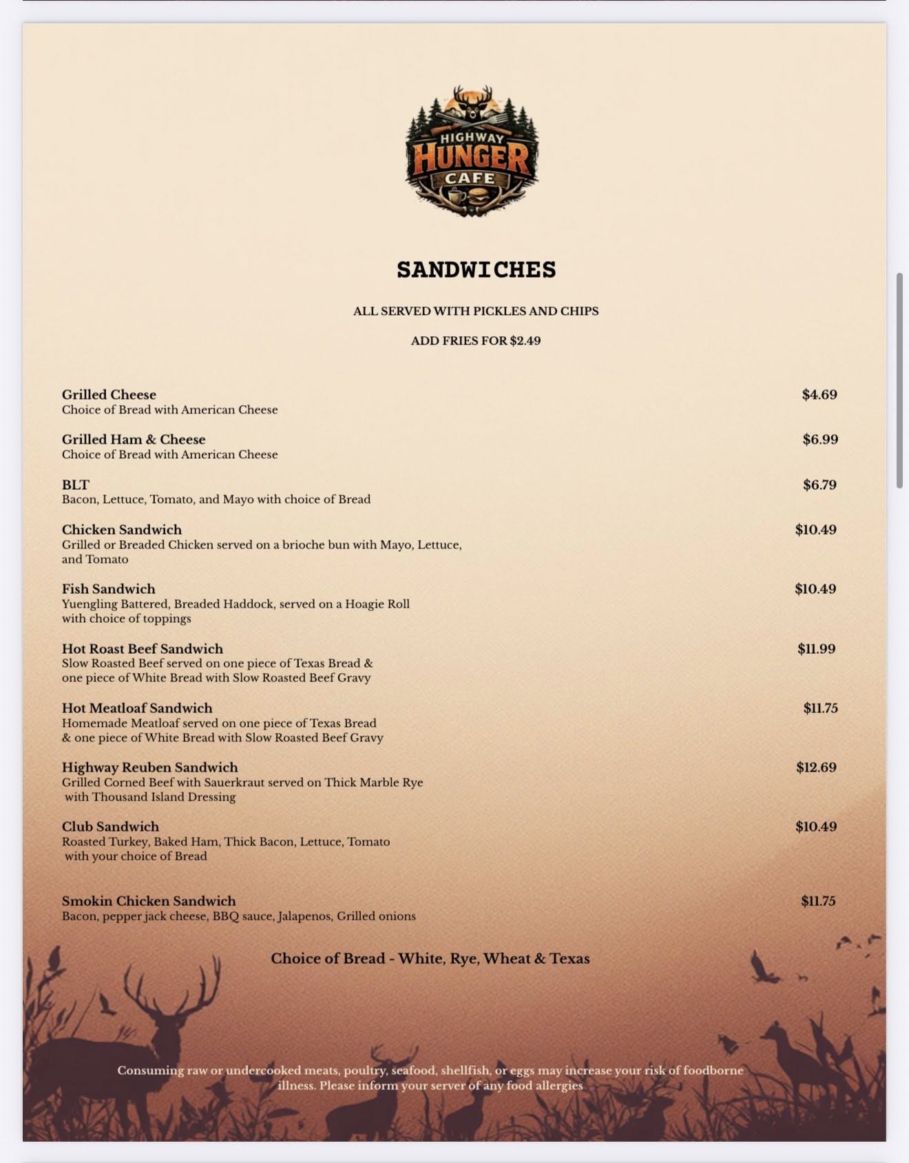 Cafe Menu