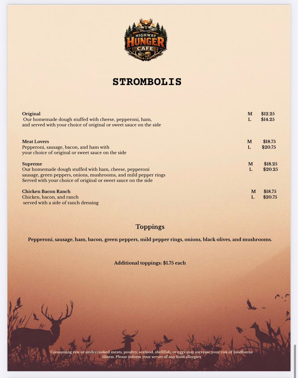 Cafe Menu