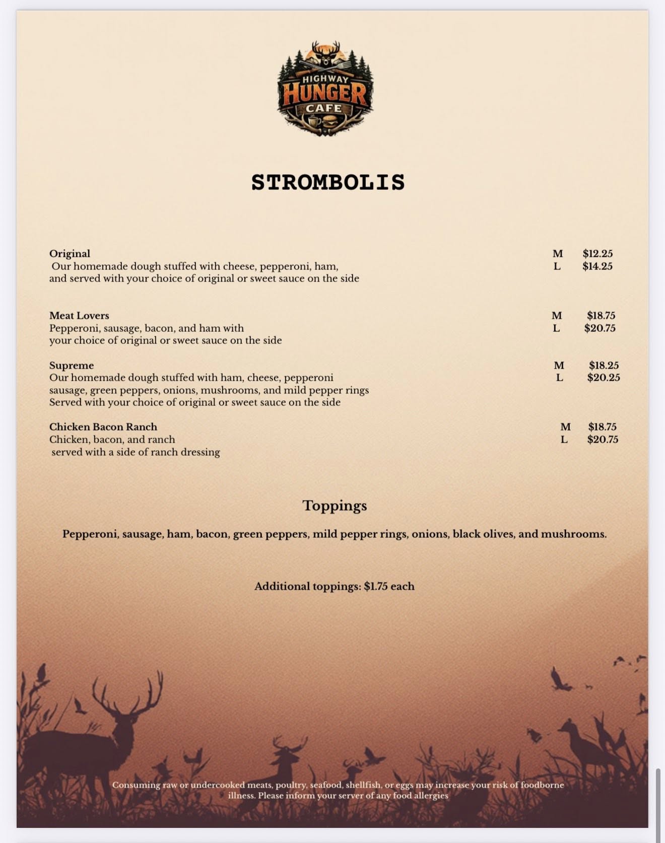 Cafe Menu